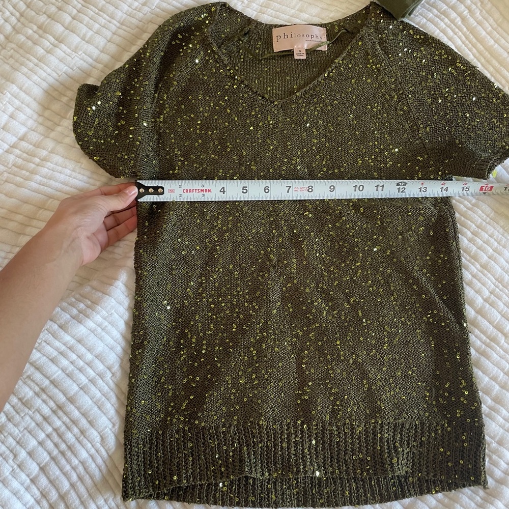 Philosophy green sequin top